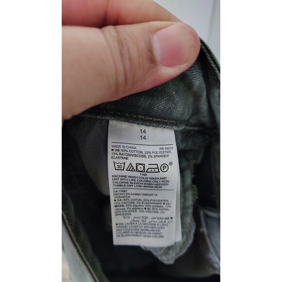 Old Navy Rockstar Women's Size 14 Mid Rise Olive Green Distressed Skinny Jeans - Picture 3 of 7